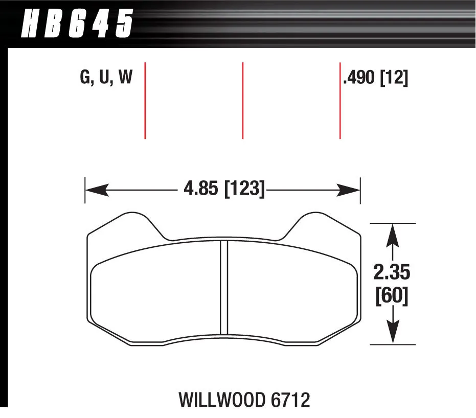 Hawk Performance DTC-30 Disc Brake Pad; 0.490 Thickness; Fits Wilwood 6712;