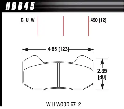 Hawk Performance DTC-30 Disc Brake Pad; 0.490 Thickness; Fits Wilwood 6712;