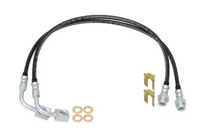 Rock Jock Brake Hose Kit 07-18 Wrangler JK Rear Includes Frame Tabs Clips Copper Washers For Use w/o Antirock System 23.5 Inch Long Pair RockJock 4x4