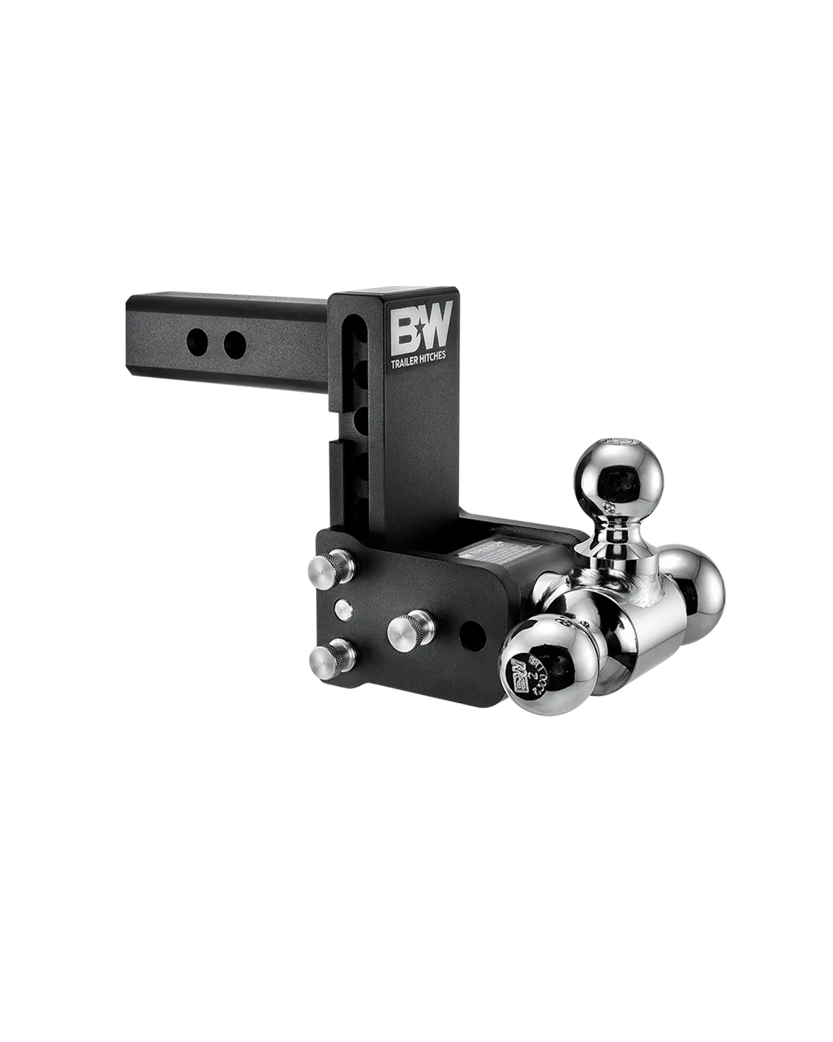 B&W Trailer Hitches B&W Hitches Tow & Stow 2in Tri-Ball Receiver Hitch, Black, 5in Drop-5.5in Rise
