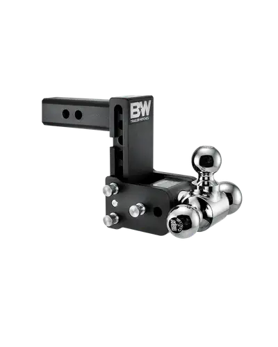 B&W Trailer Hitches B&W Hitches Tow & Stow 2in Tri-Ball Receiver Hitch, Black, 5in Drop-5.5in Rise
