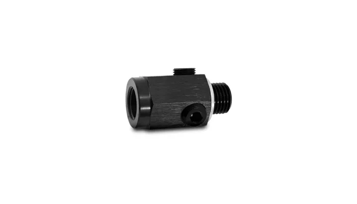 Metric Union Extender Fitting; Female To Male; M12x1.5 Metric Size; 3 x 0.125 in. NPT Ports; 6061 Aluminum; Black Anodized; product image