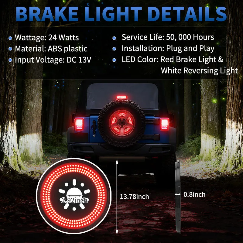 Full-Surface LED Jeep Spare Tire Light with Brake & Reverse Function for Wrangler JK product image