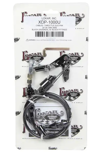 Lokar Duo-Pak Kit; Incl. Black Throttle Cable/Carburetor Bracket/Return Spring; Black Housing; 24 in. Long; Black Finish;
