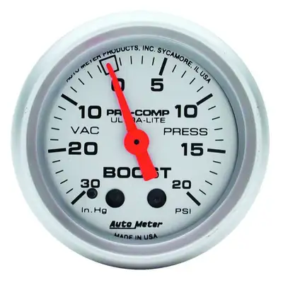 AutoMeter Gauge, Vac/Boost, 2 1/16", 30inHg-20psi, Mechanical, Ultra-Lite