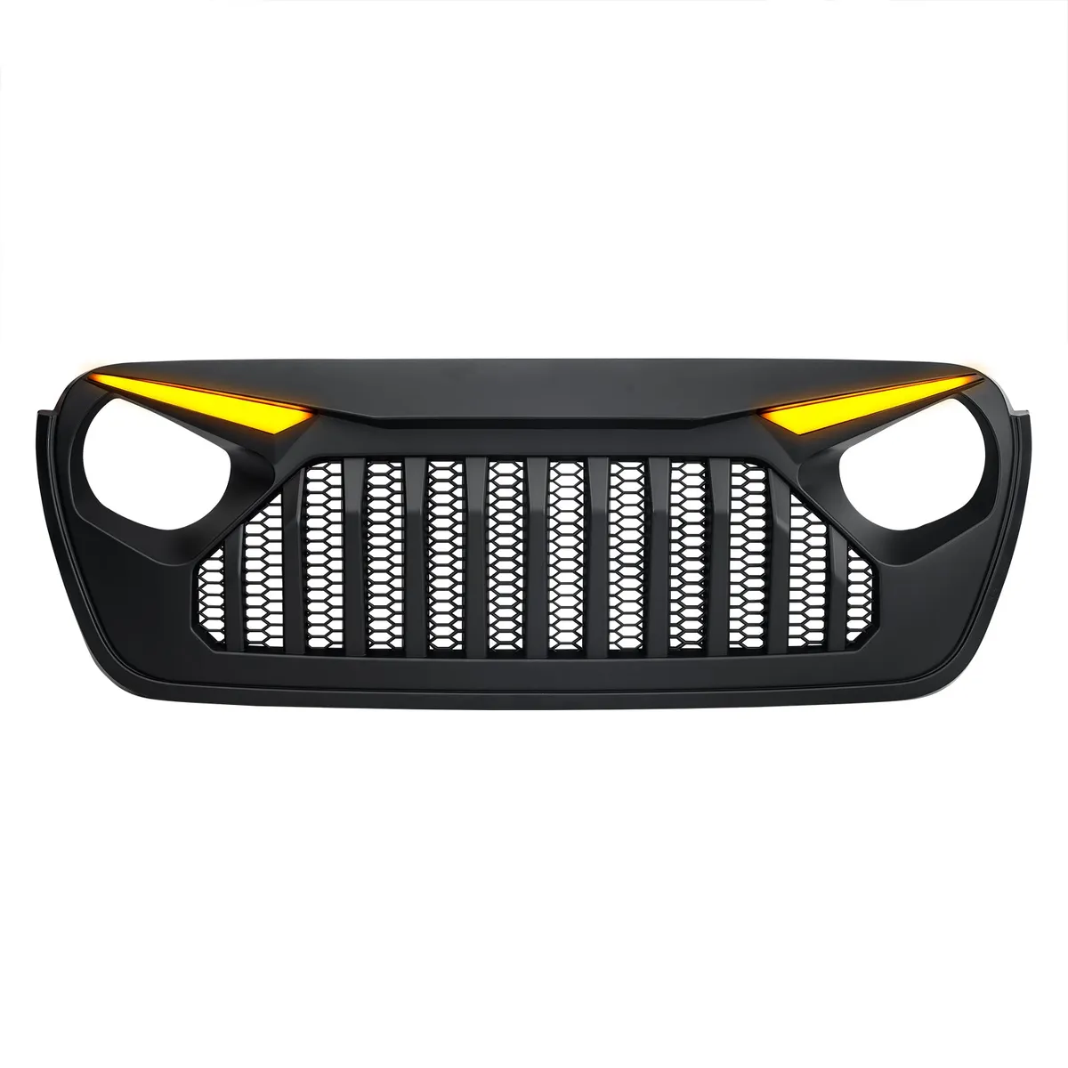 Gladiator Vader Grille W/ LED Eyebrow DRL and Turn Signals - Matte Black For 18+ Jeep Wrangler JL & Gladiator JT W/O Trailcam product image