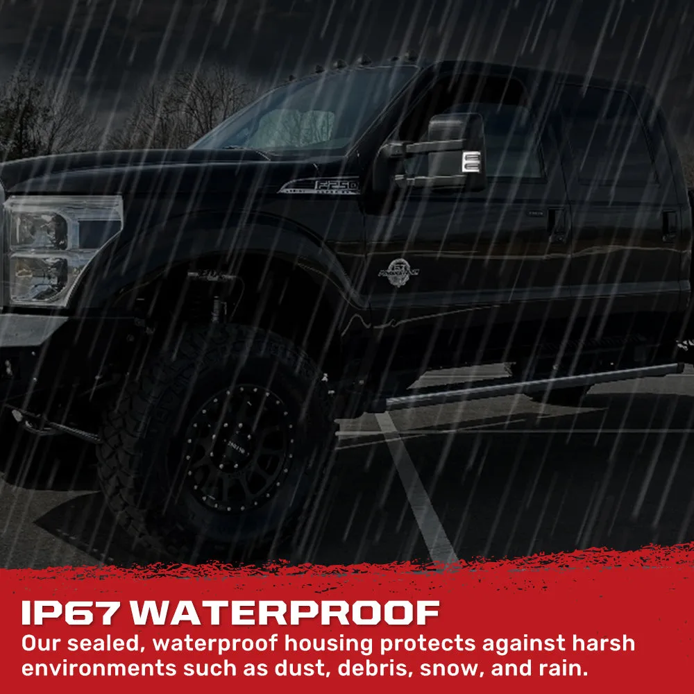 Ford 08-16 F250f350 Superduty Side Mirror Lenses 2-Piece Set w Ultra High-Power Amber Oled Running Lights Ultra High-Power Amber Scanning Oled Turn Signals - Smoked Lens product image