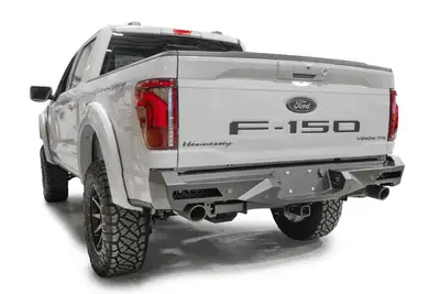 Fab Fours Vengeance Rear Bumper; 2 Stage Matte Black Powder Coated; Sensor;