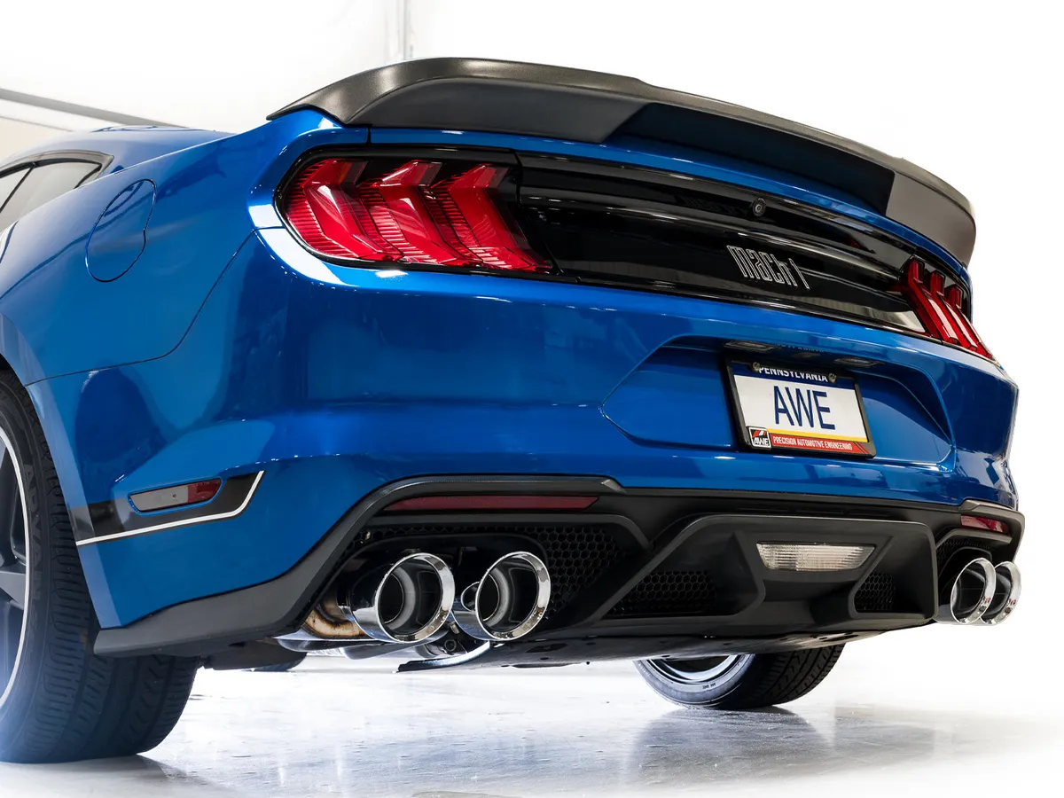 AWE SwitchPath Exhaust for Ford Mustang S550 Mach1 - Quad Chrome Silver Tips 3025-42551 product image