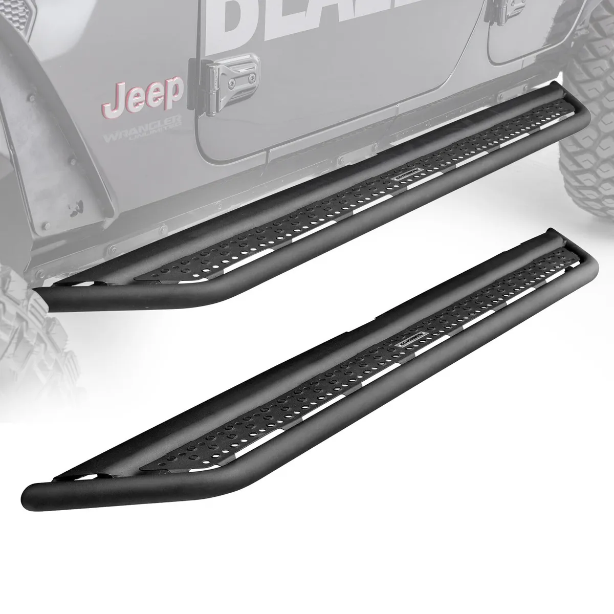 0718 Wrangler 4DR Black Dominator d6 Dual Purpose Step W/Slider Design/Steel no Slip Grip Design product image