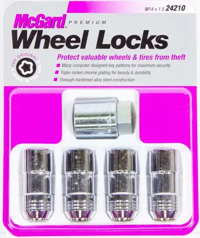 McGard Wheel Lock Set M14x1.5 Nut Cone Seat Dual 21mm & 22mm Hex 1.965 in Oal Chrome