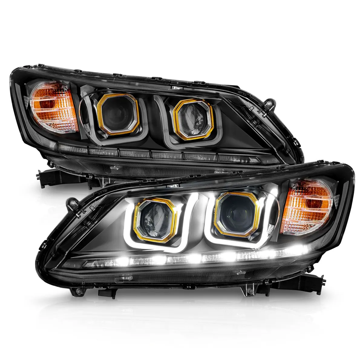 1314 Accord 4 Dr Headlight Projector W/Ubar Black Clear Driver/Passenger product image