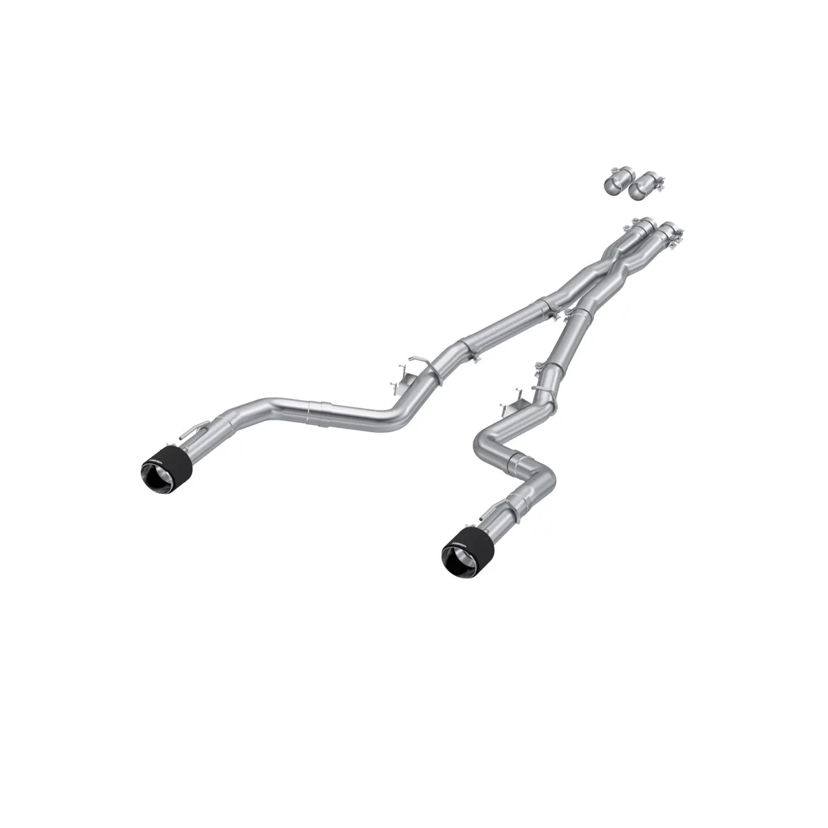 Armor Pro Cat Back Exhaust System; Fits w/Active Exhaust Valve; 3 in.; T304 Stainless Steel; Dual Rear; Race Profile; Dual 5 in. Carbon Fiber Tips; product image