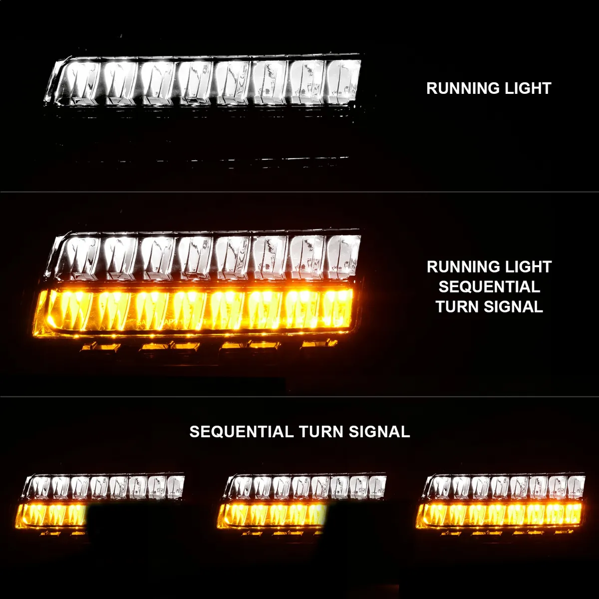 Jeep Wrangler 18-25 Full LED Fender Lights Smoke w/ Sequential Signal (For Sport, Sport s Model Halogen Fender Lights) product image