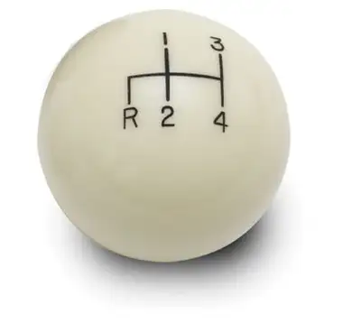 Lokar Manual Transmission Shifter Knob; For Lokar Shifters Only; 4 Speed; Reverse Down Left; 2 in. Knob; Billet Aluminum; Ivory;