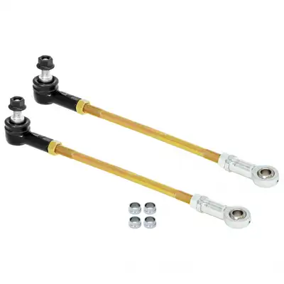 aFe Power Adjustable Sway Bar End Link Kit for JT Rear (12 1/2 Inch Long Rods Sealed Rod Ends Thru-Bolt Heims Jam Nuts Misalignment Spacers pair) RockJock 4X4