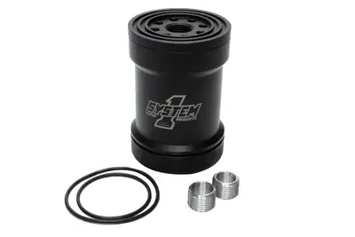 System One Billet Oil Filter w/Blt Cap 75 Micron - Black