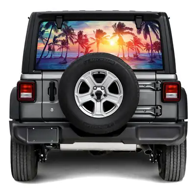 Under The Sun Inserts Sunset Palm Trees Rear Window Decal