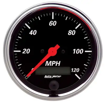 AutoMeter Gauge, Speedometer, 3 3/8", 120mph, Elec. Prog. w/ LCD Odo, Designer Black