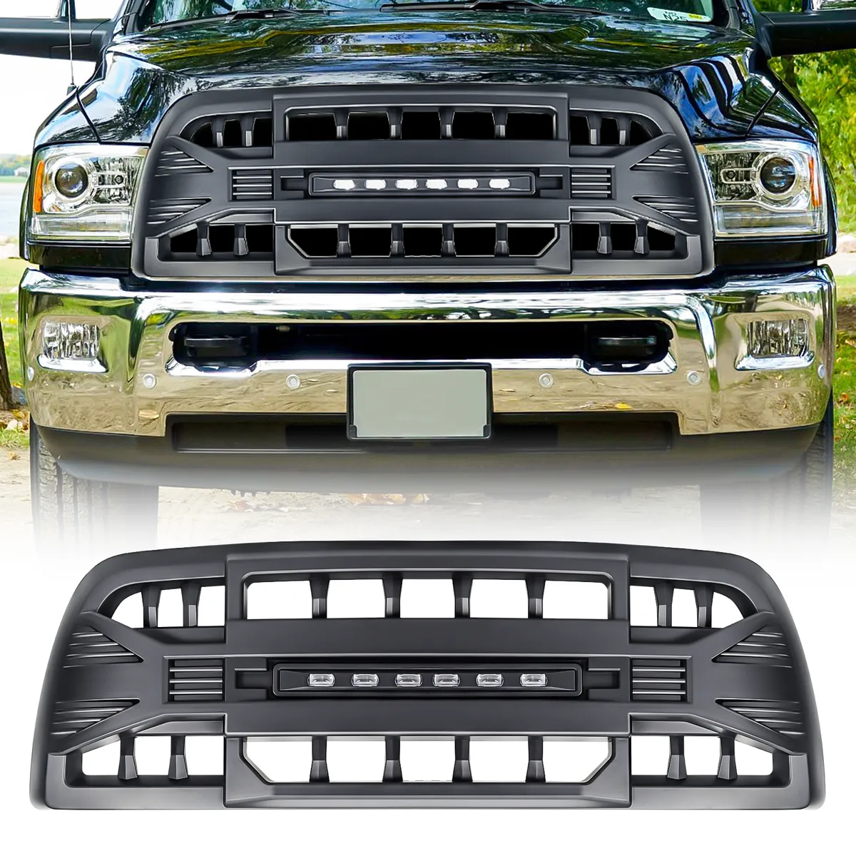 American Modified Amdeba00143 Armor Grille With LED Off-Road Lights - Matte Black product image