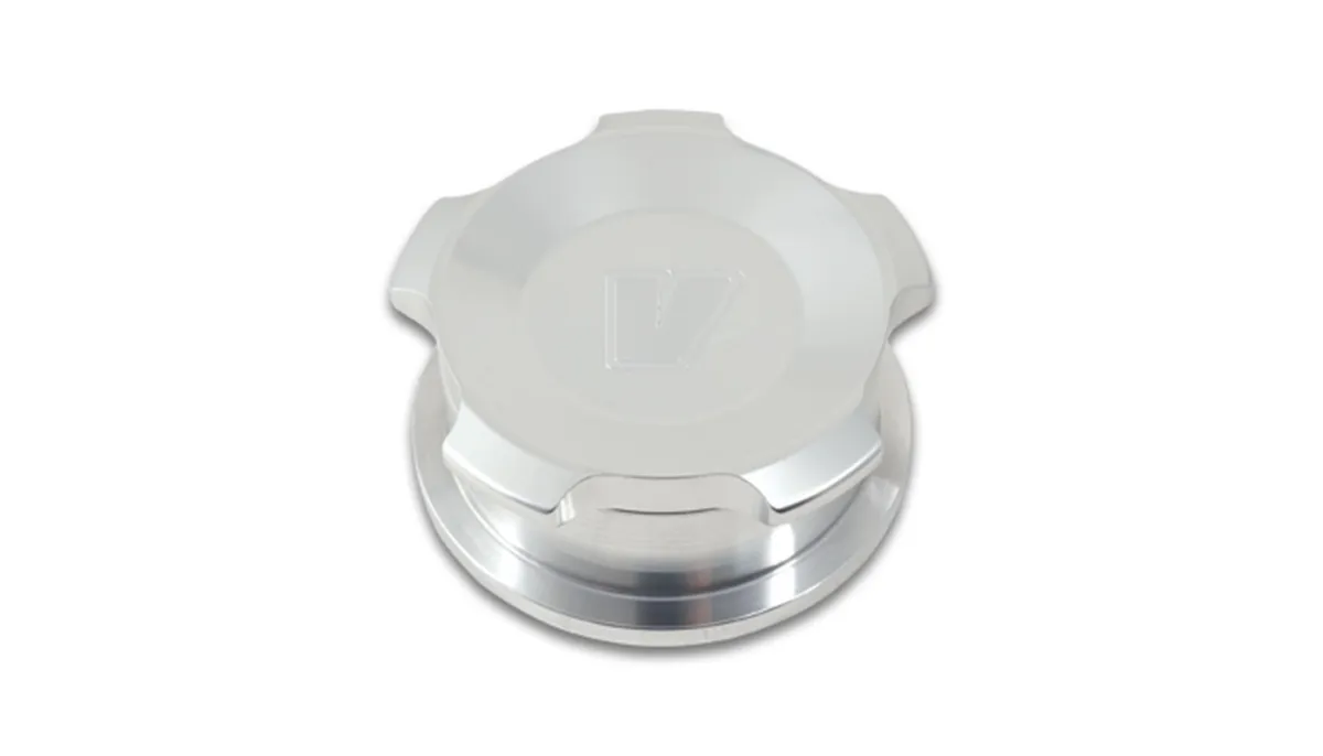 Oil Tank Weld Bung w/Cap; 2 in. Weld Bung OD; Polished; 6061 Billet Aluminum; product image