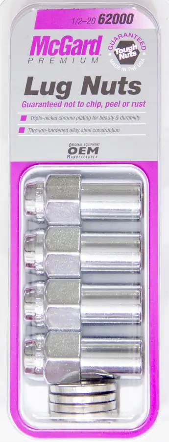McGard Hex Lug Nut Mag Washer 1/220 Lng .946 in Shk 13/16 Hex 1.85 in Oal Chrome (4