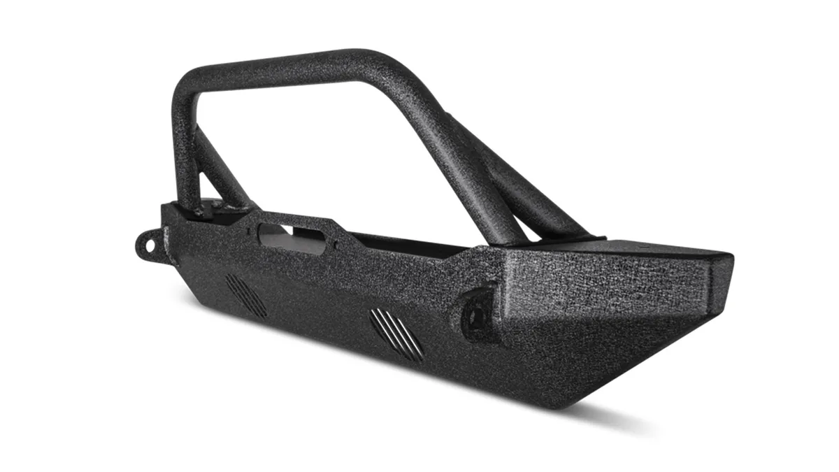 HiLine Front Winch Bumper; Mid-Stubby Style; Textured Black Powder Coat; product image