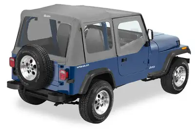 Bestop Charcoal/Gray Replace-a-Top Replace-a-Top Fabric-only Soft Top Jeep 88-95 Wrangler; Includes door skins; Clear side and rear windows