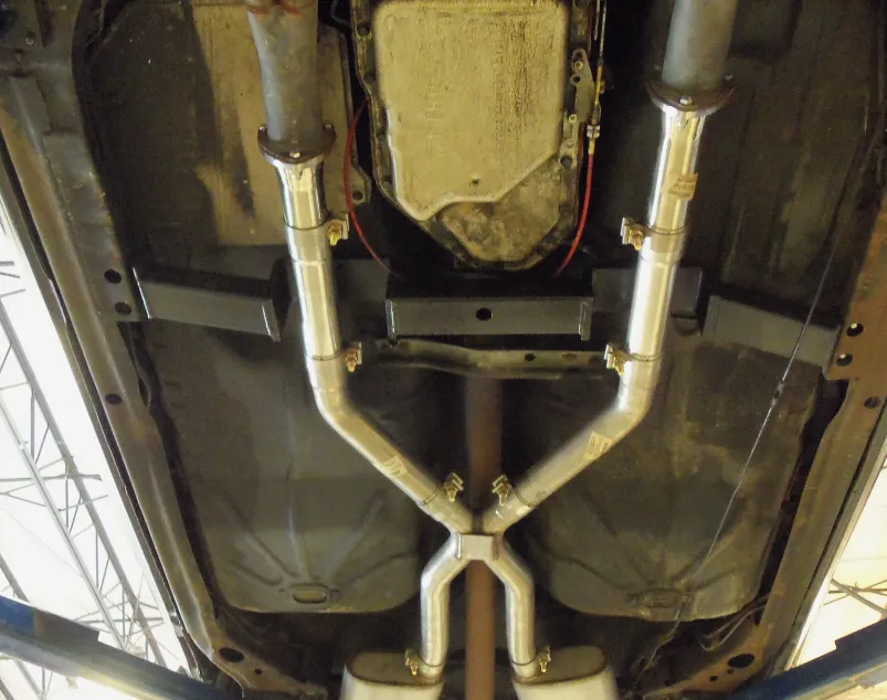 Exhaust X-Pipe Kit Intermediate Pipe 2.5 in Crossover Incl Special Angled Rear Legs Natural 409 Stainless Steel Pypes Exhaust product image