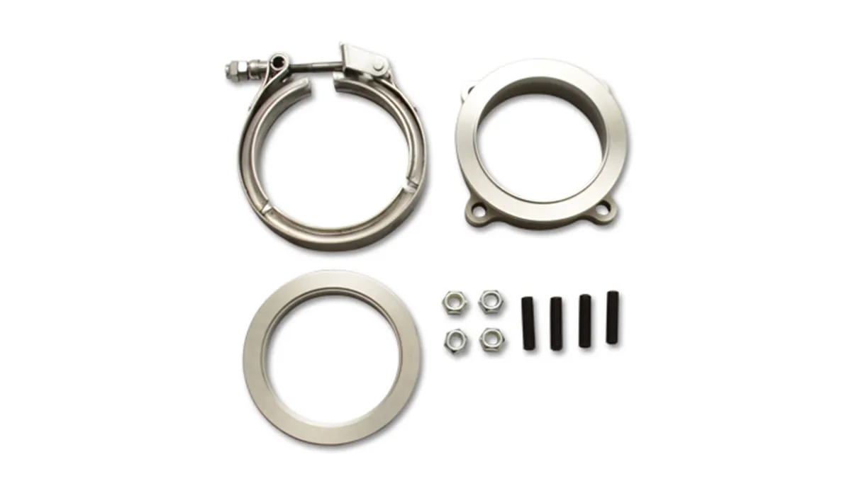 Turbo Flange Adapter; GT Series; 3 in. 4 Bolt To 3 in. V-Band Plus Female V-Band And V-Band Clamp; product image