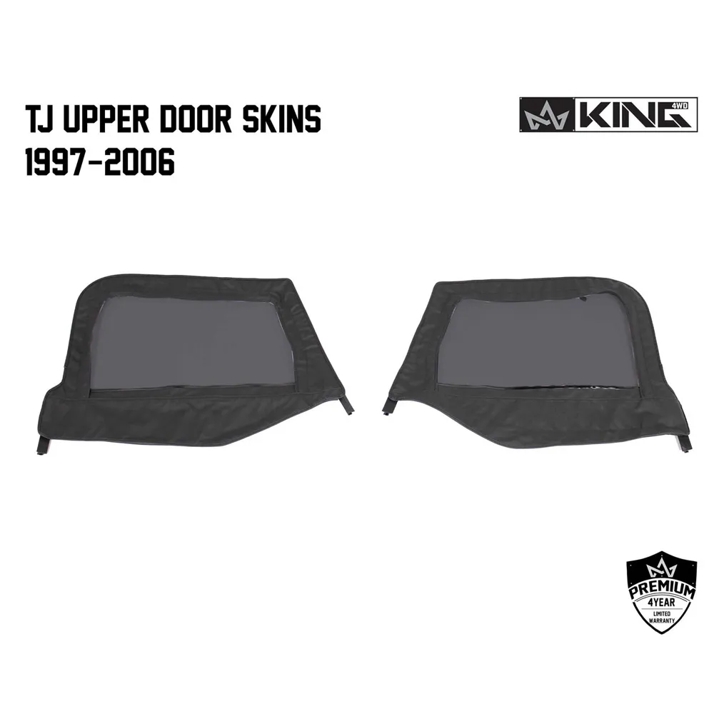 Jeep TJ Half Door Uppers Replacement Soft Upper Doors Tinted For 97-06 Wrangler TJ Black Pair King 4WD product image