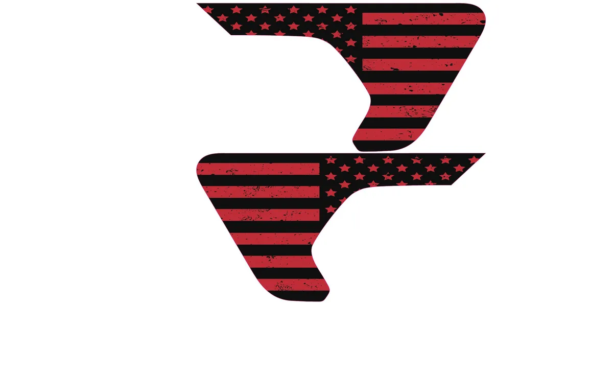 Black and Red Distressed Flag 2pc Vinyl Fender Decal product image
