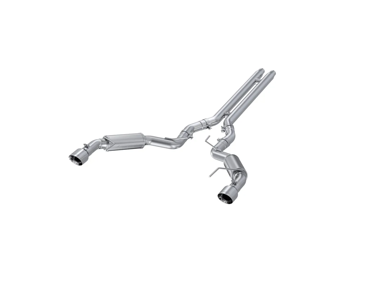 Armor Plus Cat Back Exhaust System; 3 in.; Incl. H-Pipe/Dual Mufflers/Hardware/4.5 in. Outlet Diameter Tips; Dual Split Rear Exit; Race Version; T409 Stainless Steel; product image