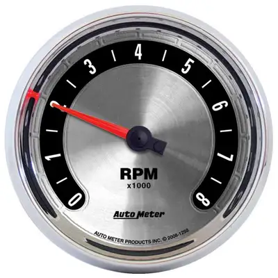 AutoMeter Gauge, Tachometer, 3 3/8", 8k RPM, In-Dash, American Muscle