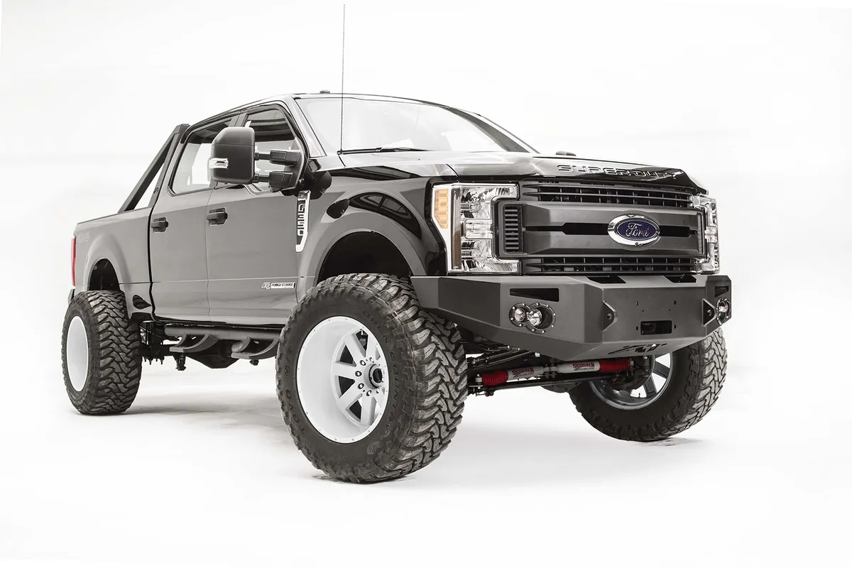 Premium Winch Front Bumper; 2 Stage Black Powder Coated; w/No Grill Guard; product image