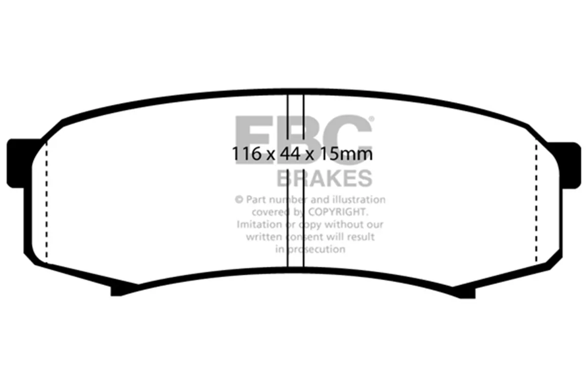 6000 Series Greenstuff Truck/SUV Brakes Disc Pads; FMSI Pad No. D606; Vented; 312mm Dia.; 68mm Height; 18mm Thick; 106mm Center Hole Dia.; Pad Dimensions: 116 x 44 x 15mm; product image