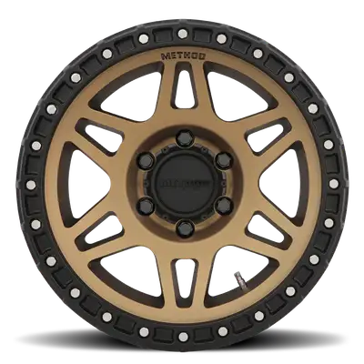 Method Race Wheels Aluminum Wheels 17x9 MR312 Bolt Pattern 6 On 139.7 Offset -12 Lip Size 0.91 Method Bronze BRZ Matte Black Lip Method