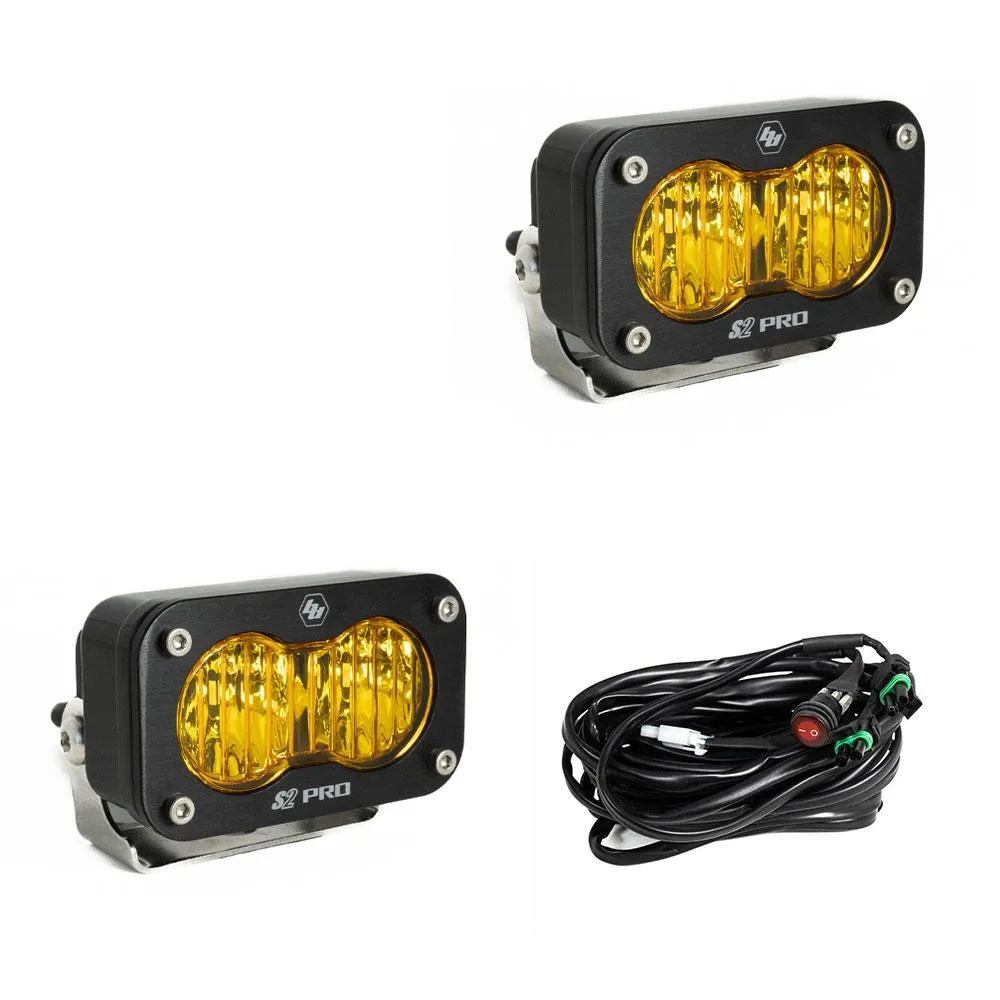 s2 Pro Black LED Auxiliary Light Pod Pair(Wide Cornering;amber) product image
