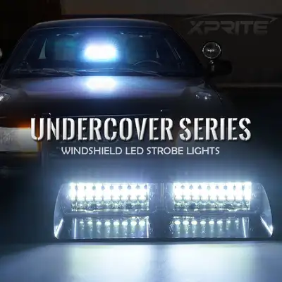 Xprite Xprite LED Windshield Strobe Light Bar with Suction Cups – Dash Emergency Warning Lights for Police, Construction & Safety Vehicles | Undercover Series