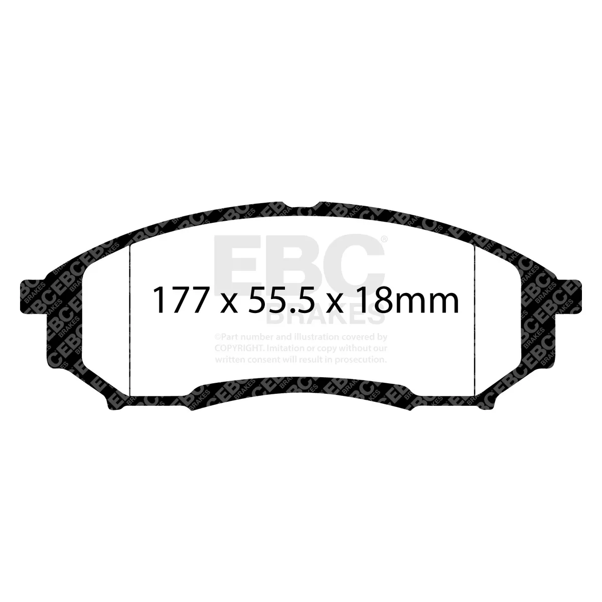 Truck/SUV Extra Duty Brake Pads; FMSI Pad No. D1068; Vented; 340mm Dia.; 126mm Height; 34mm Thick; 126.7mm Center Hole Dia.; Pad Dimensions: 177 x 55.5 x 18mm; product image