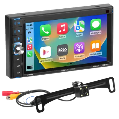 Boss Audio Doubledin Apple Carplay Mechless Multimedia Player; 62in Touchscreen bt W/Rea