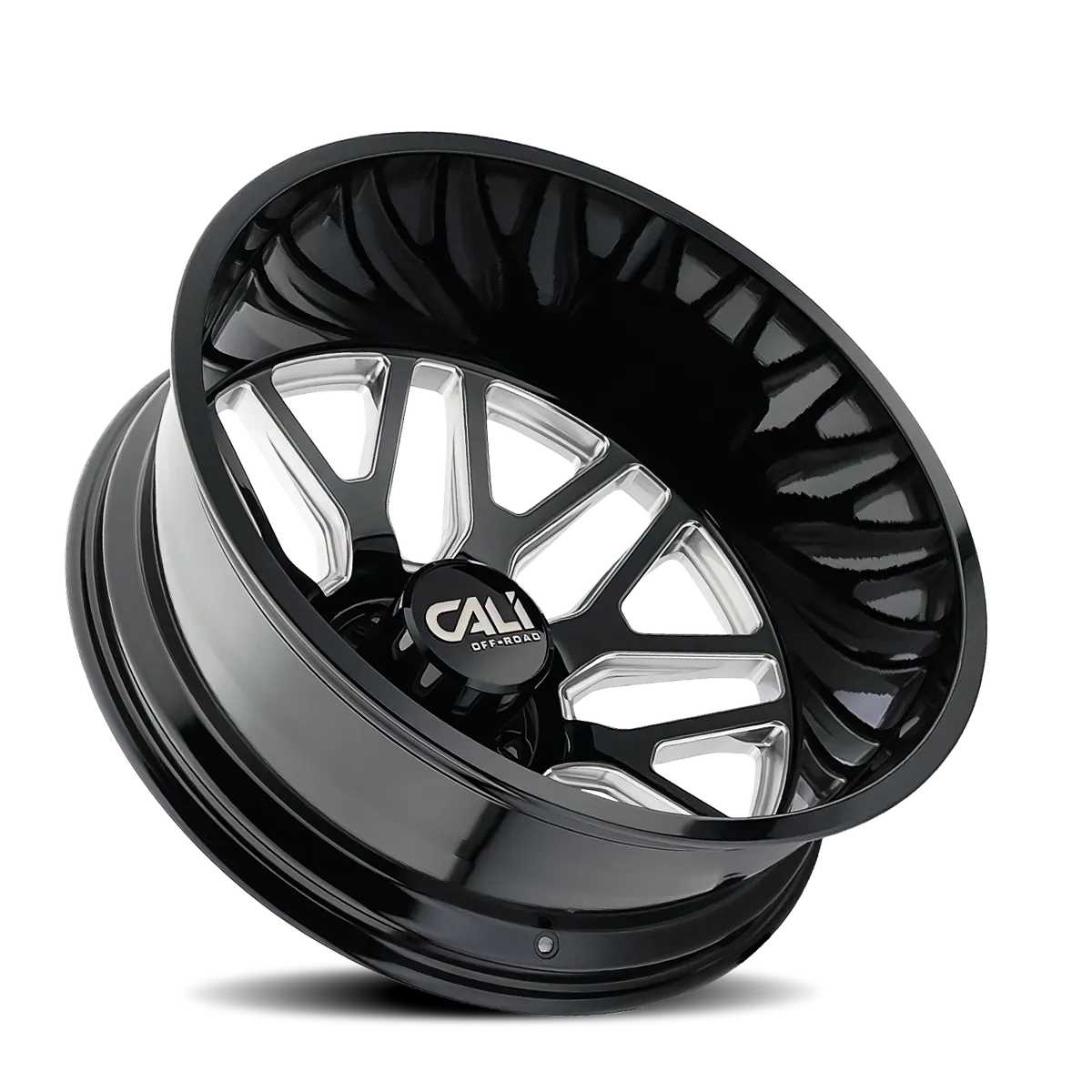 Dually Wheels Invader Dually 9115D GB-M 22x8.25 Milled Spokes Gloss Black 8 On 200 Bolt Pattern -192 Offset Cali Offroad Wheels product image