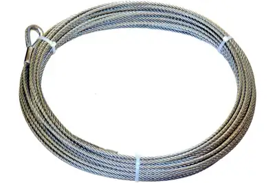 Warn WARN - 5/16 Inch Diameter x 125 Foot Length; Galvanized Aircraft Wire; Loop on One End and Wire Rope Terminal on Other End