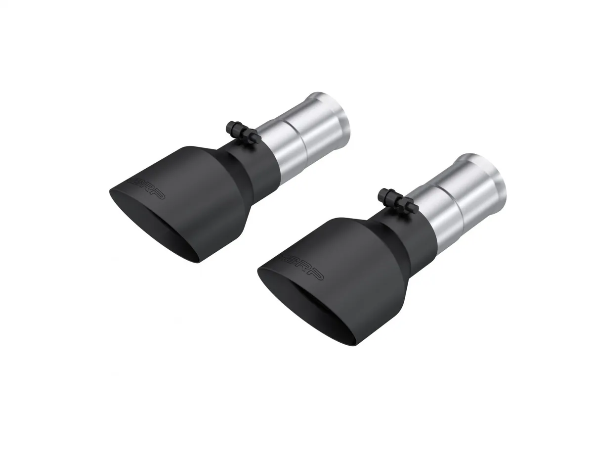 Armor BLK Exhaust Tip; 5 in. Outer Diameter; 3 in. Inlet Diameter; Dual Wall; Angle Cut; Sold In Pairs; Black Coated; product image