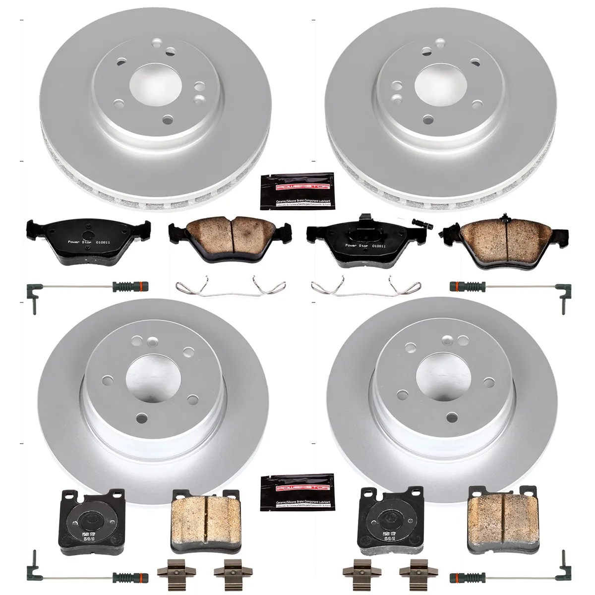 Z23 Sport Geomet Coated Rotor Kit For European Vehicles: Genuine Geomet Fully Coated Rotors; Carbon-Fiber Ceramic Pads W/Hardware; Pad Sensors product image