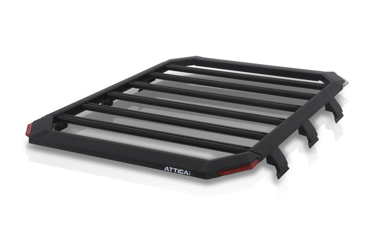 "ATTJL02F101-BX Attica 4x4 Full Size Roof Rack 74"" x 54"" with 4 Corner Lights - Black - Powder Coated - Aluminum - JLU" product image