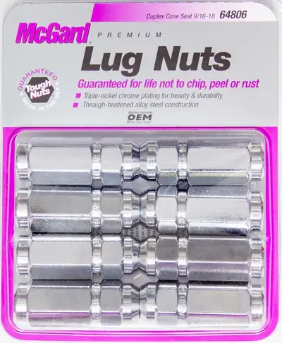 McGard Hex Lug Nut 9/1618 Duplex Cone Seat 7/8 Hex 2.5 in Oal Chrome (8 Pk)