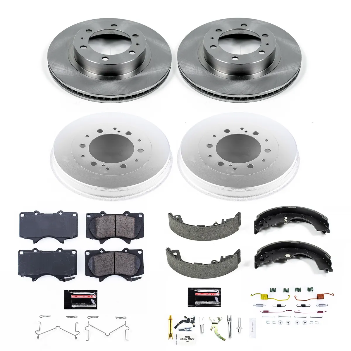Z17 Direct Replacement Kit: Rotors; Ceramic Pads W/Hardware; Coated Drums; Shoes W/Hold Down And Adjuster Kit product image