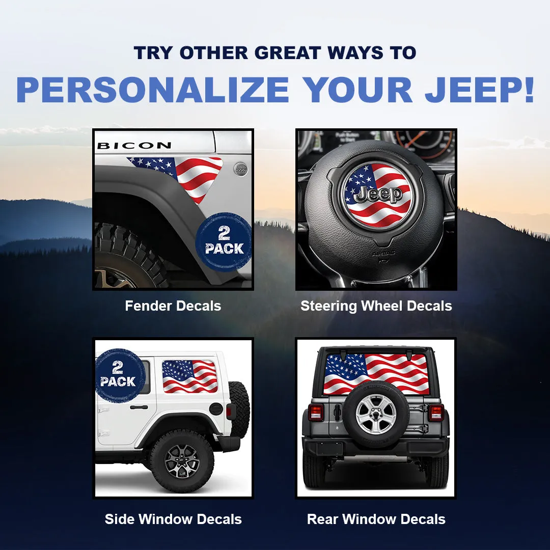 Old Glory Wavy Jeep Fender Emblem Overlay Vinyl Decals 2pk product image