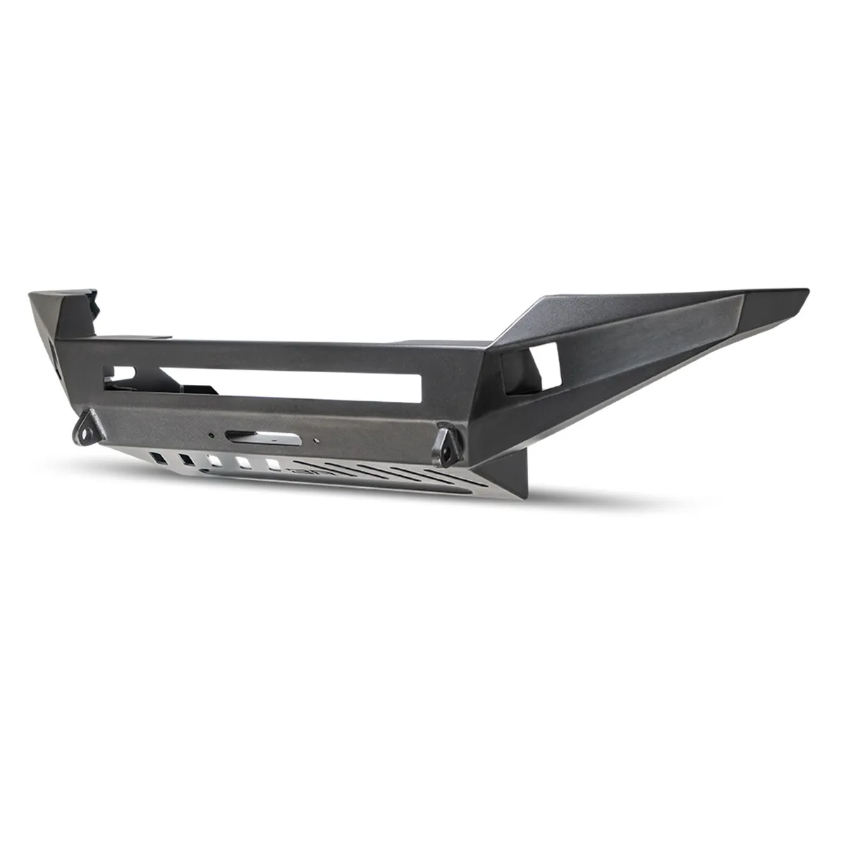 PRO-Series Front Winch Bumper; 3/16 in. Plate; 1/4 in. Winch Mount ;20 in. Dual Row/ 4 Cube Style LED Light Mount; Black; Steel; product image